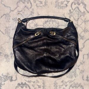 Banana Republic Black Leather Hobo  Cross Body Shoulder Bag Large EUC.